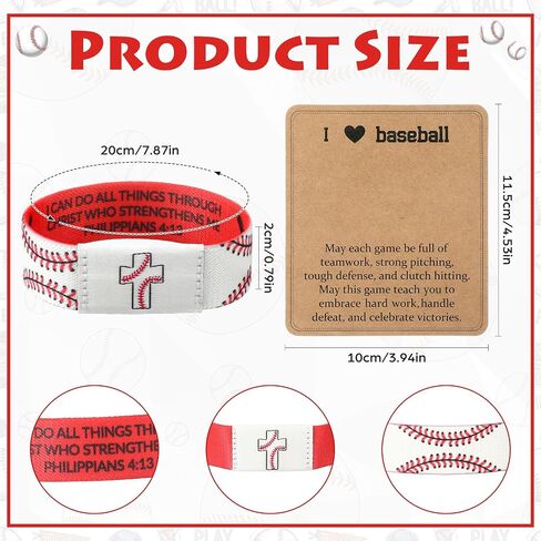 Unittype 36 Pcs Softball/Baseball Gifts Bracelets with Keychains and Motivational Card Religious Gifts Bulk for Team Player in Kuwait