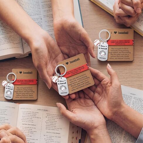 Unittype 36 Pcs Softball/Baseball Gifts Bracelets with Keychains and Motivational Card Religious Gifts Bulk for Team Player in Kuwait