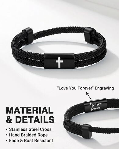 Graduation Gifts for Boys Him, Adjustable Cross Bracelet for Boys Christian Jewelry with Graduation Card in Kuwait