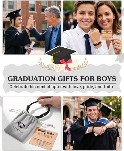 Graduation Gifts for Boys Him, Adjustable Cross Bracelet for Boys Christian Jewelry with Graduation Card in Kuwait