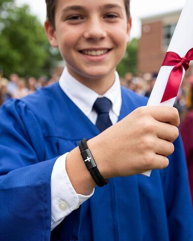 Graduation Gifts for Boys Him, Adjustable Cross Bracelet for Boys Christian Jewelry with Graduation Card in Kuwait