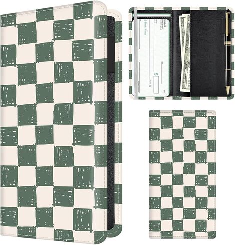 Checkbook Cover for Personal Checkbook, Cute PU Leather Check Book for Women & Men, Slim Checkbook Holder with Pen Holder and Built-in Clear Plastic Divider Constitution American Flag in Saudi Arabia