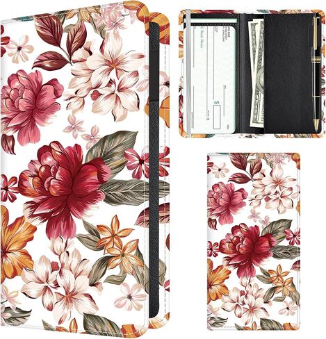 Checkbook Cover for Personal Checkbook, Cute PU Leather Check Book for Women & Men, Slim Checkbook Holder with Pen Holder and Built-in Clear Plastic Divider Constitution American Flag in Saudi Arabia