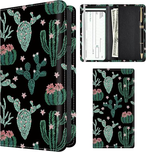 Checkbook Cover for Personal Checkbook, Cute PU Leather Check Book for Women & Men, Slim Checkbook Holder with Pen Holder and Built-in Clear Plastic Divider Constitution American Flag in Saudi Arabia