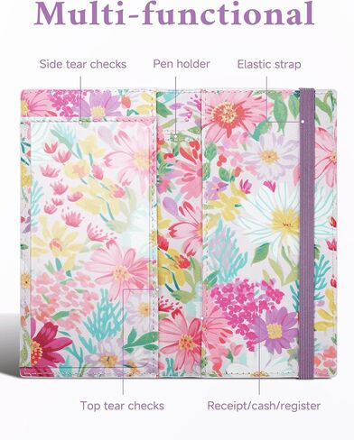 Zreal Checkbook Cover for Women & Men, Vegan Leather Check Book Cover for Duplicate Checks with Clear Divider & Pen Holder (Lavender Pink) in Saudi Arabia