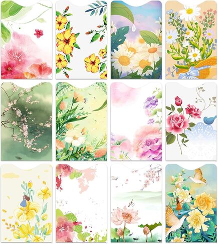 Floral Design RFID Blocking Sleeves, CreditCard Protector Set 12 Pack, Identity Theft Protection in Kuwait