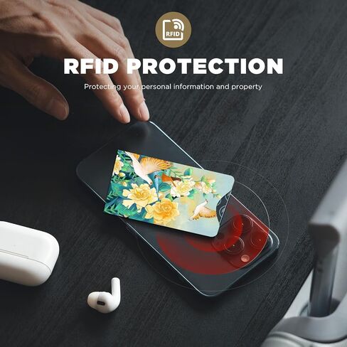 Floral Design RFID Blocking Sleeves, CreditCard Protector Set 12 Pack, Identity Theft Protection in Kuwait