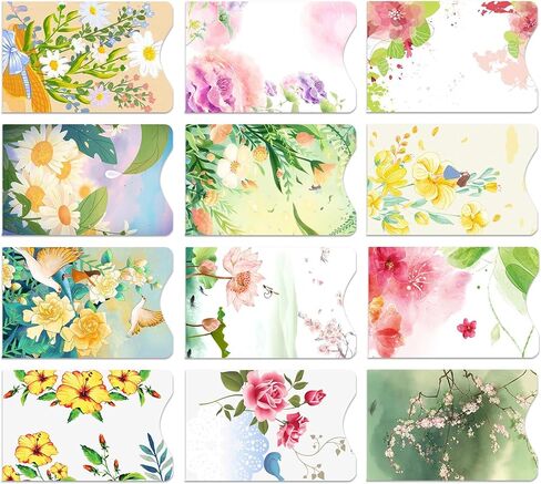 Floral Design RFID Blocking Sleeves, CreditCard Protector Set 12 Pack, Identity Theft Protection in Kuwait