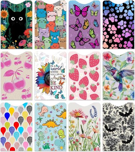 Floral Design RFID Blocking Sleeves, CreditCard Protector Set 12 Pack, Identity Theft Protection in Kuwait