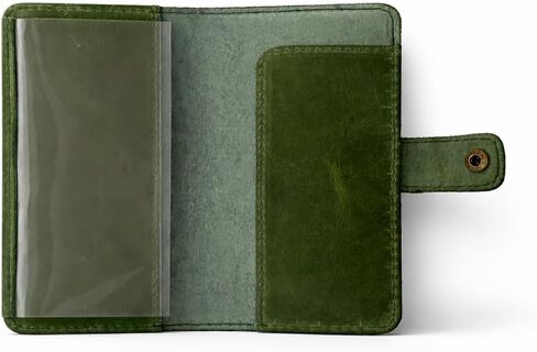 Genuine Leather Checkbook Cover Green - Handmade Check Holder with Divider & ID Window, Slim Organizer Wallet for Business, Travel & Everyday Use, 3.5 x 7 in in Saudi Arabia