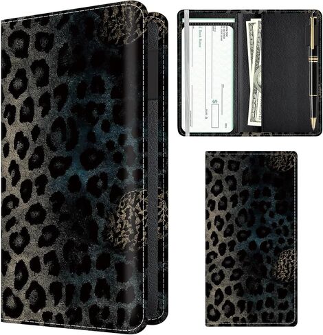 Checkbook Cover for Personal Checkbook, Cute PU Leather Check Book for Women & Men, Slim Checkbook Holder with Pen Holder and Built-in Clear Plastic Divider Rainbow Pup Paws in Saudi Arabia
