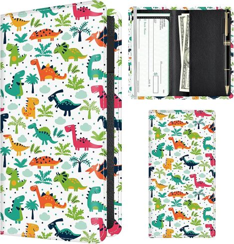 Checkbook Cover for Personal Checkbook, Cute PU Leather Check Book for Women & Men, Slim Checkbook Holder with Pen Holder and Built-in Clear Plastic Divider Rainbow Pup Paws in Saudi Arabia