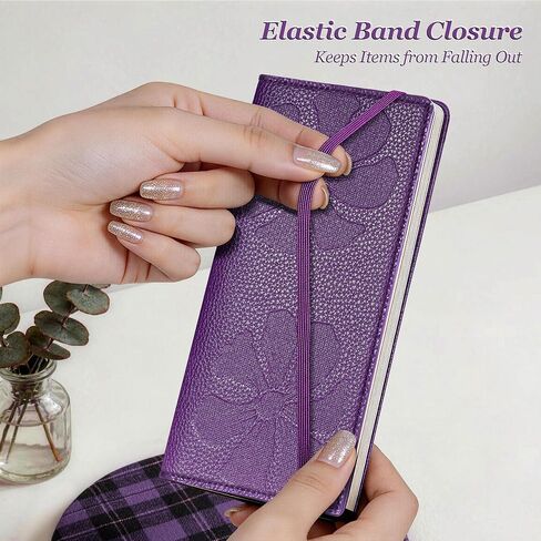 Sodsay Embossed Floral Checkbook Covers for Personal Checkbook, Soft PU Leather Check Book Cover for Women with Elastic Band and Pen Holder in Saudi Arabia