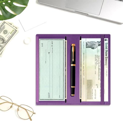 Sodsay Embossed Floral Checkbook Covers for Personal Checkbook, Soft PU Leather Check Book Cover for Women with Elastic Band and Pen Holder in Saudi Arabia
