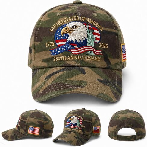 250th Anniversary USA Hat 250 Patriotic Adjustable Embroidered Baseball 1776-2026 for Men Women in Saudi Arabia