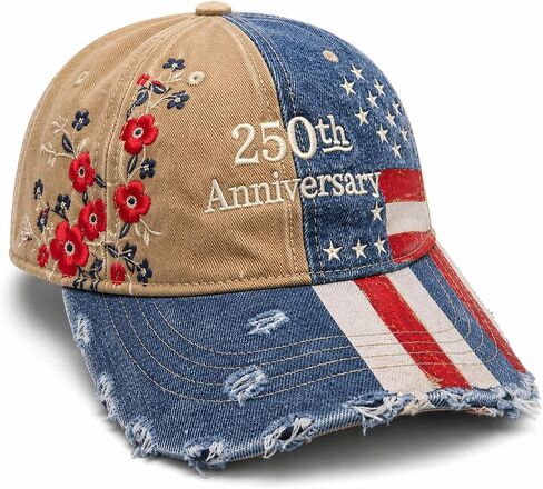 250th Anniversary USA Hat, Patriotic Embroidered Adjustable Baseball Cap, Vintage American Anniversary Cap for Men Women in Kuwait