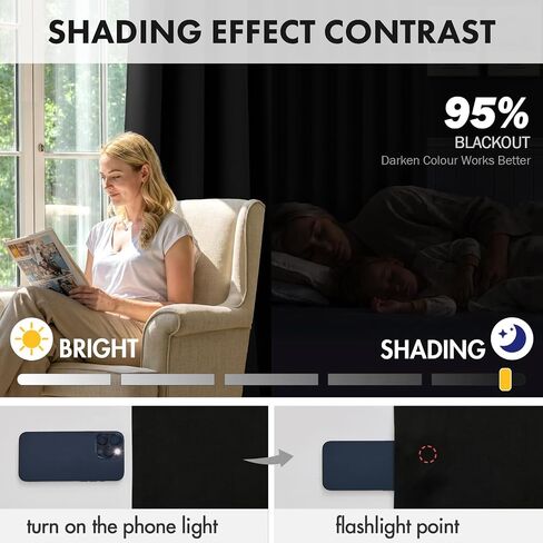 MIULEE Blackout Curtains 4 Panels Sets Black 63 Inch Length, Top and Bottom Rod Pocket Room Darkening Curtains for Bedroom Windows, 4 Pack Solid Thermal Insulated Light Blocking Curtain Drapes in Kuwait