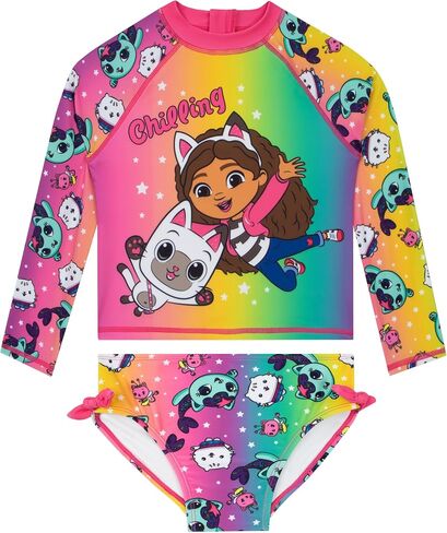 Gabby’s Dollhouse Costume, Gabby & Pandy Paws Girls Bathing Suit, Girls Swimsuit with Bows, Two Piece Kids Bathing Suit in Kuwait