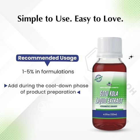 Gotu Kola Liquid Extract | Cosmetic Grade Botanical Ingredient | Non-Edible | Herbal Extract for DIY Skincare & Haircare | 120ml / 4.05 Fl Oz in Saudi Arabia