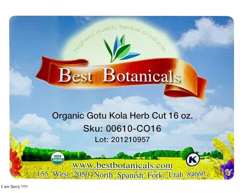 Best Botanicals Gotu Kola Herb Cut 16 oz. (Organic) in Kuwait