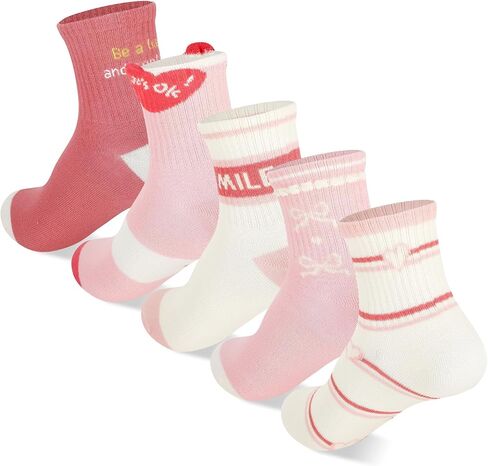 Cute Girls Socks, Kids Athletic Crew Sock with Hearts Stripes, Breathable Basketball School Uniform Sock in Kuwait