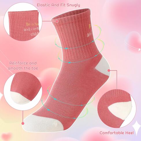 Cute Girls Socks, Kids Athletic Crew Sock with Hearts Stripes, Breathable Basketball School Uniform Sock in Kuwait
