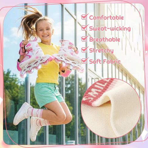 Cute Girls Socks, Kids Athletic Crew Sock with Hearts Stripes, Breathable Basketball School Uniform Sock in Kuwait