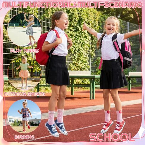 Cute Girls Socks, Kids Athletic Crew Sock with Hearts Stripes, Breathable Basketball School Uniform Sock in Kuwait