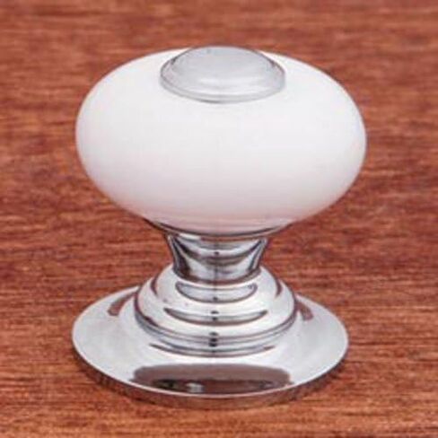 R.K. International CK Series Mushroom Knob Finish: White / Chrome, Size: 1" H x 1" W x 1.13" D in Saudi Arabia