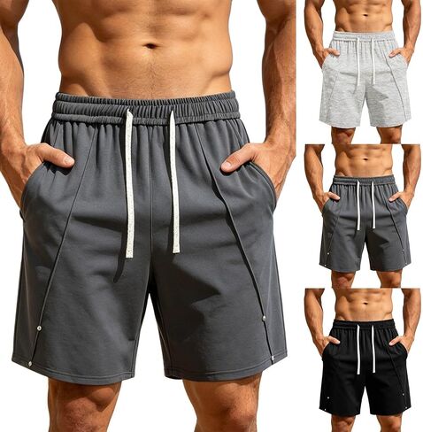 Plus Size Shorts Men Elastic Waist Workout Gym Shorts Summer Casual Beach Short Athletic Running Basketball Short with Pocket in Kuwait