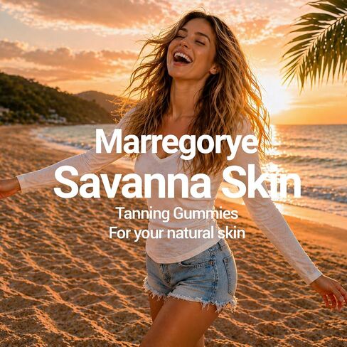 Savanna Skin Tanning Gummies – Tanning Gummies for Women – Astaxanthin, Beta-Carotene, Lycopene & Vitamins C&E – Vegan, Gluten-Free, Sour Watermelon – Radiant Skin & Natural Bronze Glow – 90 Gummies in Saudi Arabia