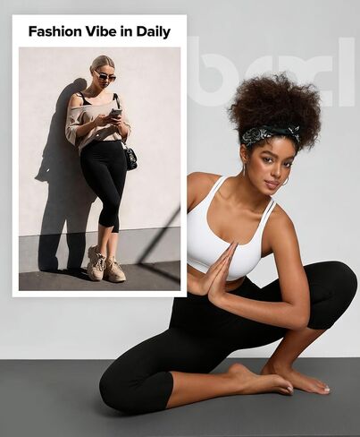 BRXL 19'' Capri Leggings for Women Tummy Control No Front Seam High Waisted Capris with Pocket Yoga Pants Workout in Kuwait