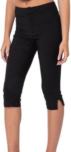 Women Side Slit Capri Pants Stretchy Slim Fit Capris Yoga Leggings Y2k Knee Length Going Out Cropped Pants in Kuwait
