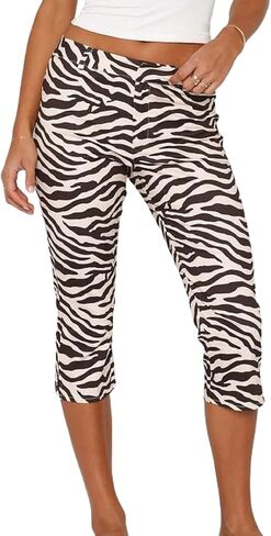 Women Side Slit Capri Pants Stretchy Slim Fit Capris Yoga Leggings Y2k Knee Length Going Out Cropped Pants in Kuwait