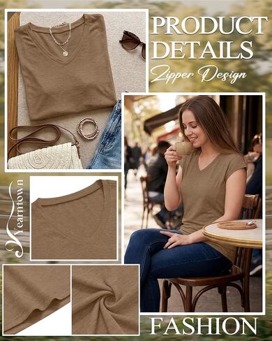 Women's Nursing Shirts for Breastfeeding with Hidden Zipper V Neck Cap Sleeve Tops Maternity Tee Clothes in Kuwait