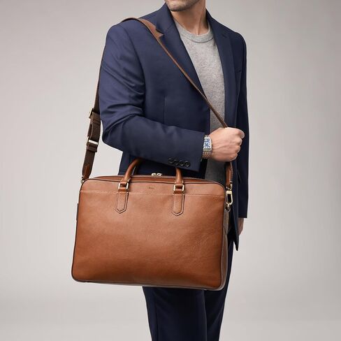 Fossil Men's Haskell or Asher Leather Messenger Briefcase Work Laptop Bag for Men in Kuwait