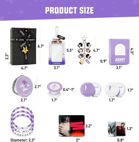 Album Gift Set, Including 100 Stickers, 60 Photocards, 3 Inches Photocards Binder, 3 Bracelets, 3 Inches Photocard Holder, 2 Button Pins, Foldable Mirror, Acrylic Chibi Keychain, Phone Ring Holder in Saudi Arabia