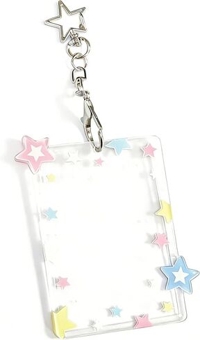 1 Pcs Acrylic Photocard Holder Keychain,Star Photocard Holder with Metal Chain Transparent Y2K Charm,Idol Card Photo Album and Collectible Photocard Storage Accessories in Saudi Arabia