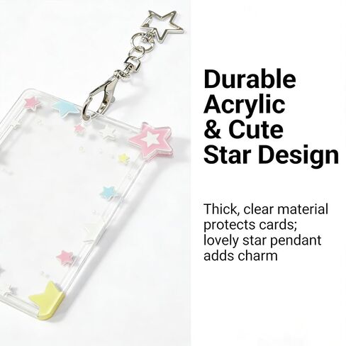 1 Pcs Acrylic Photocard Holder Keychain,Star Photocard Holder with Metal Chain Transparent Y2K Charm,Idol Card Photo Album and Collectible Photocard Storage Accessories in Saudi Arabia