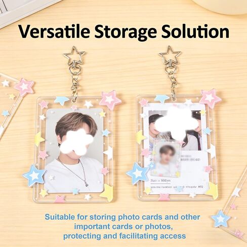1 Pcs Acrylic Photocard Holder Keychain,Star Photocard Holder with Metal Chain Transparent Y2K Charm,Idol Card Photo Album and Collectible Photocard Storage Accessories in Saudi Arabia