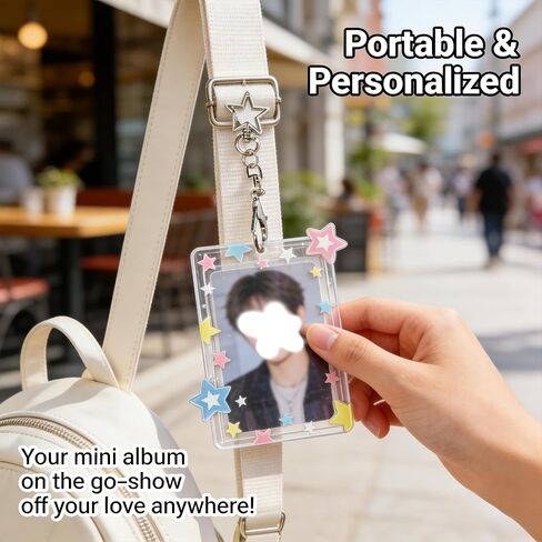 1 Pcs Acrylic Photocard Holder Keychain,Star Photocard Holder with Metal Chain Transparent Y2K Charm,Idol Card Photo Album and Collectible Photocard Storage Accessories in Saudi Arabia