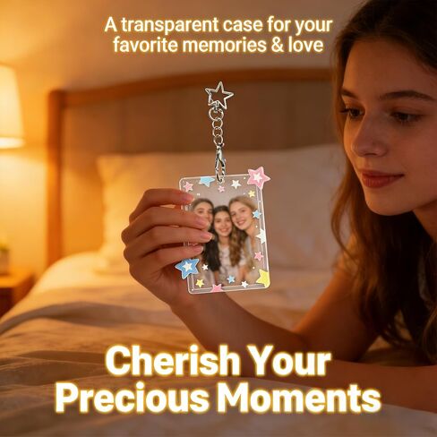 1 Pcs Acrylic Photocard Holder Keychain,Star Photocard Holder with Metal Chain Transparent Y2K Charm,Idol Card Photo Album and Collectible Photocard Storage Accessories in Saudi Arabia