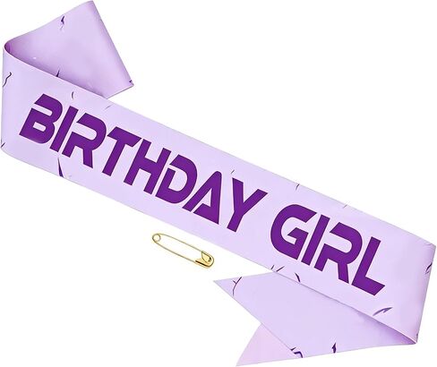 Birthday Girl Sash, Birthday Girl Headband,Kpop Birthday Decorations Sash,Kpop Theme Party Decorations for Fans,Purple Crack Energy Pattern,Happy Birthday Decorations for Birthday Graduation in Saudi Arabia