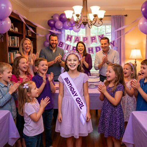 Birthday Girl Sash, Birthday Girl Headband,Kpop Birthday Decorations Sash,Kpop Theme Party Decorations for Fans,Purple Crack Energy Pattern,Happy Birthday Decorations for Birthday Graduation in Saudi Arabia
