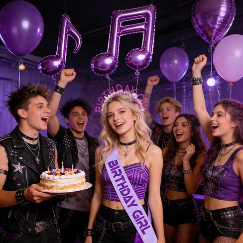 Birthday Girl Sash, Birthday Girl Headband,Kpop Birthday Decorations Sash,Kpop Theme Party Decorations for Fans,Purple Crack Energy Pattern,Happy Birthday Decorations for Birthday Graduation in Saudi Arabia
