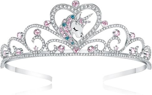 Princess Unicorn Crown Halloween Cosplay Sparkle Gold Crown Crystal Hair Tiara Costume Accessories for Women Girls Birthday Gift in Saudi Arabia