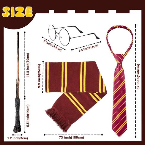 Halloween Costume Accessories Set with Tie, Scarf, Glasses and Wand for Kids Boys Adults Girls Halloween Cosplay Dress-up Party in Saudi Arabia
