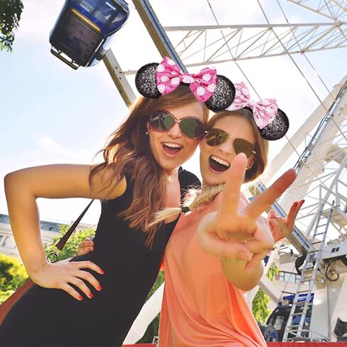 Mommy and Me Mouse Ears Headbands - 2 Pcs Glitter Bow Headbands for Kids, Girls, Women, Birthday, Christmas, Cosplay, Princess in Saudi Arabia