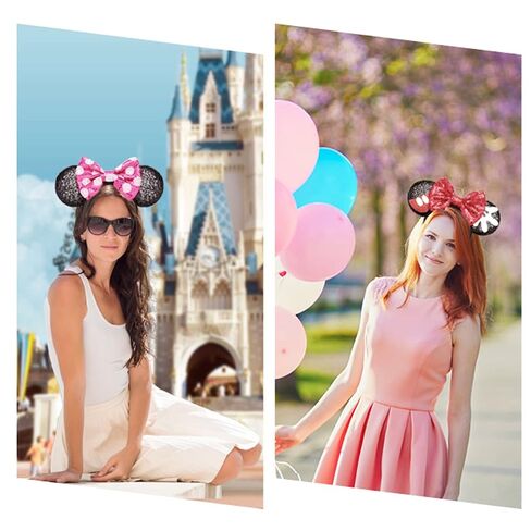 Mommy and Me Mouse Ears Headbands - 2 Pcs Glitter Bow Headbands for Kids, Girls, Women, Birthday, Christmas, Cosplay, Princess in Saudi Arabia