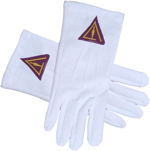 Cryptic Mason Royal Select (Right Break) - York Rite Trowel Symbolism - Masonic Cotton Gloves - White (One Size Fits Most) for Freemasons Formal Wear Regalia Accessories. in Saudi Arabia